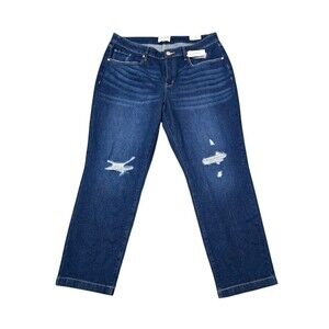 Lane Bryant Jeans Signature Fit Slim Straight Womens Size 18L  Distressed Ankle